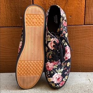 Black with Floral Print Sneakers
